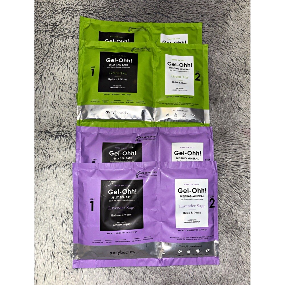 AvryBeauty Gel-Ohh! Pack of 4 Foot Spa Bath Soak + Melting Mineral 1.8 oz